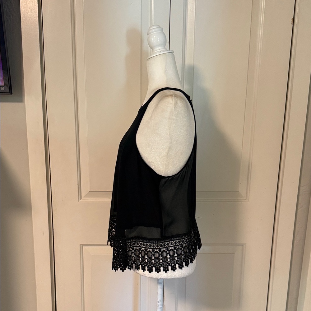 Glamorous Black Tank Top with Lace Detail - Picture 2 of 3